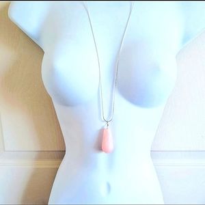 Genuine Rose Quartz Drop Necklace